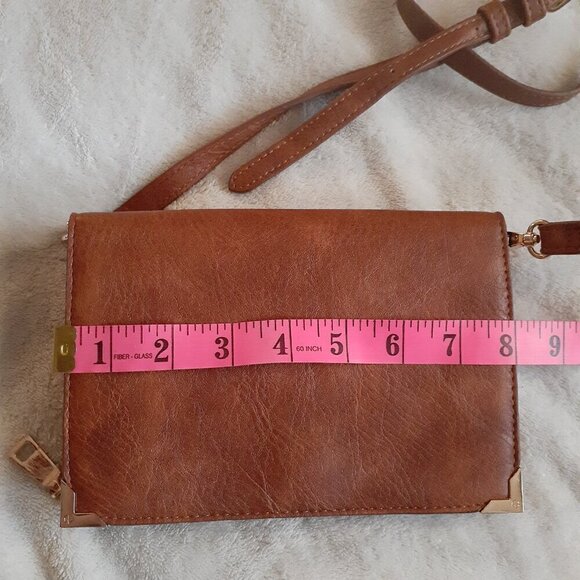 Urban Expressions Brown Vegan Leather Crossbody Wallet Bag - Picture 14 of 15